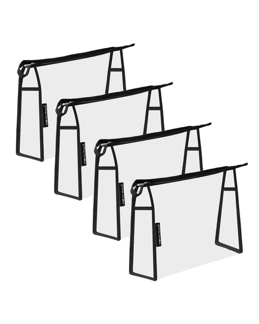 Clear Vinyl Organizer Toiletry Cosmetics Makeup Pouch Multi-purpose  4 ,3,2 pack X-Large Size 12"X7"X4" by HOME HEART Brands (Made in India)