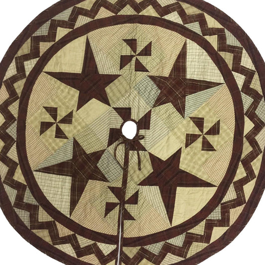 Christmas tree skirt 46" round hand made hand quilted patchwork colonial pinwheel star Thick Double Layer by HOME HEART Brands