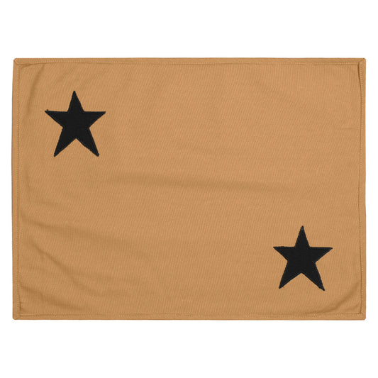 Cotton placemat & Toppers Premium tapestry cotton fabric beige with black star applique embroidered by Home Heart Brands(Made in India)