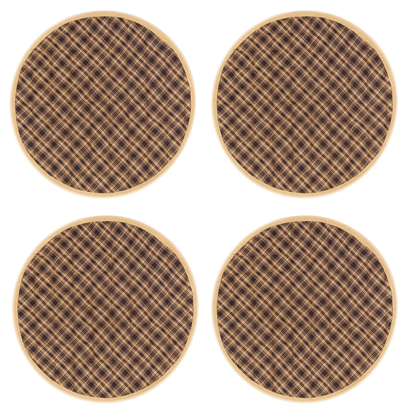Wedge quilted placemat ,Trivet, pot holder, table mat Farm house Buffalo plaid cotton black & tan reversible mat by HOME HEART Brands(India)