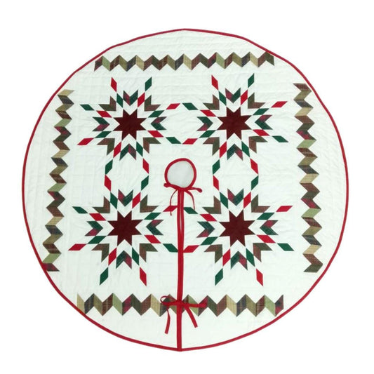 Christmas tree skirt patchwork Star Garland Quilted Christmas Tree Skirt - Calico Patchwork, Handmade by HOME HEART Brands( Made in India)