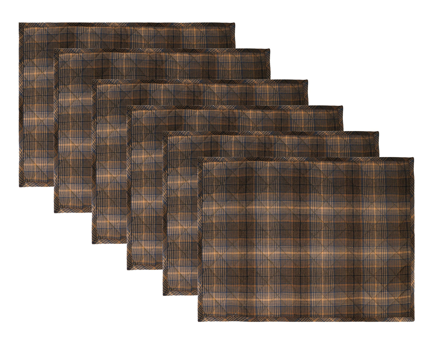 Quilted PLACEMAT Blue Beige Country Plaid 14"X19" by HOME HEART Brands/Tablemat