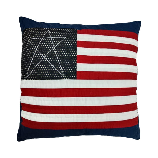 Hand made hand Quilted patchwork pillow cover, cushion cover, calico fabric Americana Flag pillow cover by HOME HEART Brands(made in India)