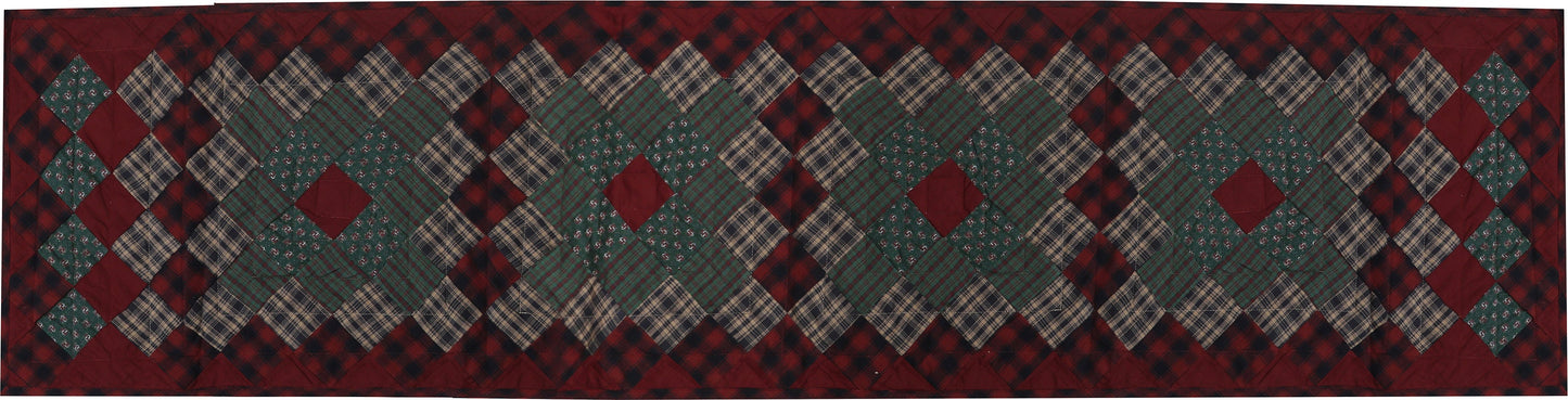 Quilted Table Runner & Toppers patchwork winter berry country plaid, calico print by HOME HEART Brands( made in INDIA)