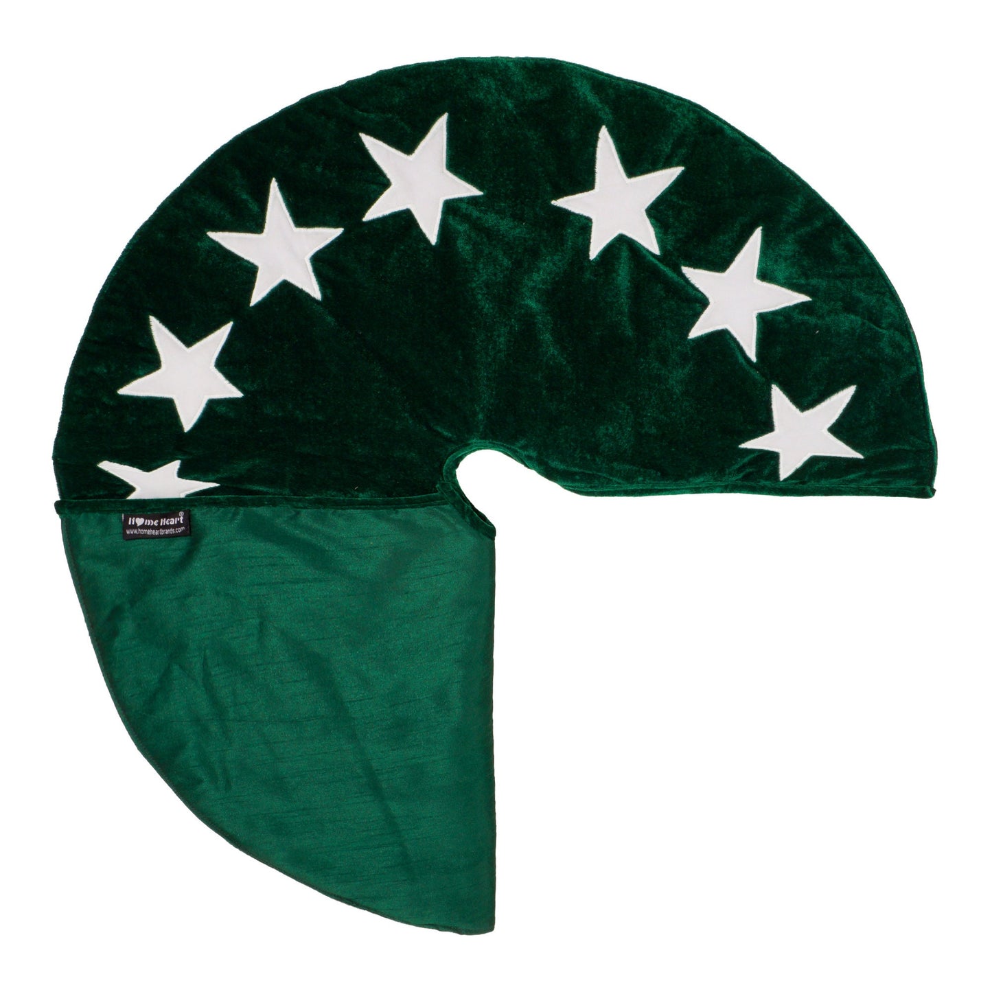 Christmas tree skirt classic micro green Velvet fabric with Star Applique Thick Double Layer by HOME HEART Brands