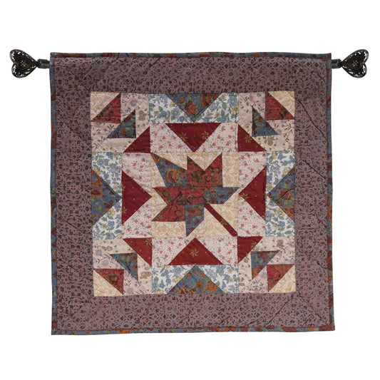 Hand Quilted table topper, square mat runner, patchwork , small quilt, Autumn leaves prints sew pocket by HOME HEART Brands(Made in India)