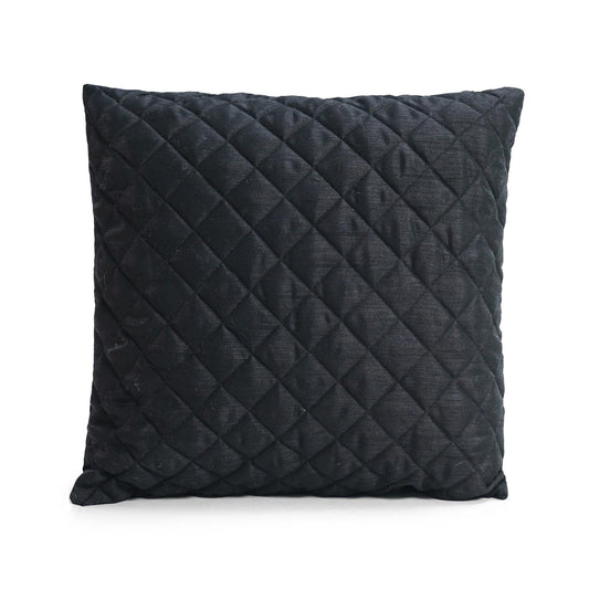 Black Quilted Faux Dupioni Silk Cushion Covers Throw Pillow, Zipper Closure, Accent Pillow  Decorative pillow by HOME HEART Brands