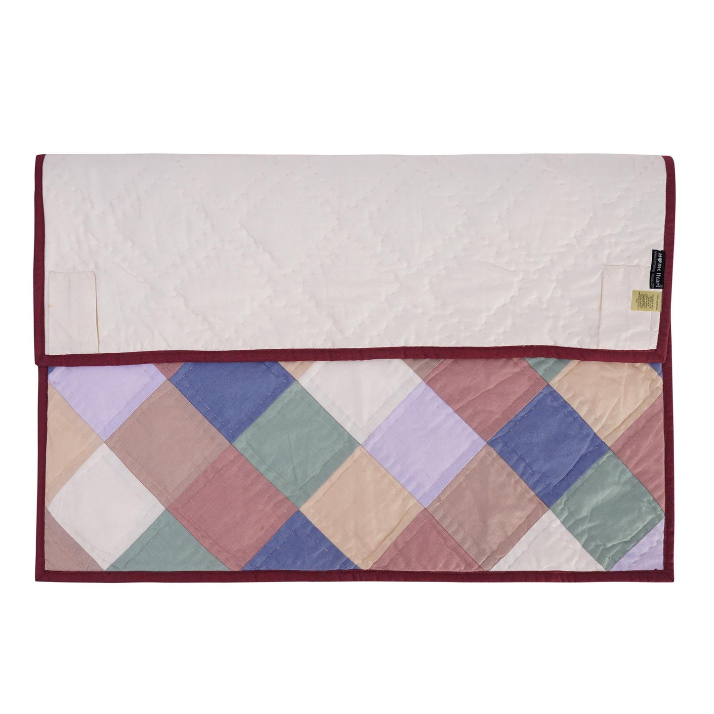 Small quilt hand quilted 20"x20" table topper,square block, patchwork CALICO square country rod pocket by HOME HEART Brands(Made in India)