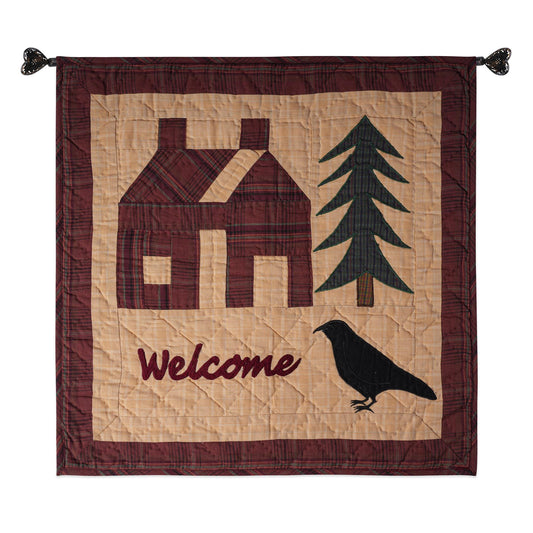 Hand made Hand quilted Throw Quilt, Table Topper 20"x20" welcome home crow quilt by Home Heart brands (Made in India)