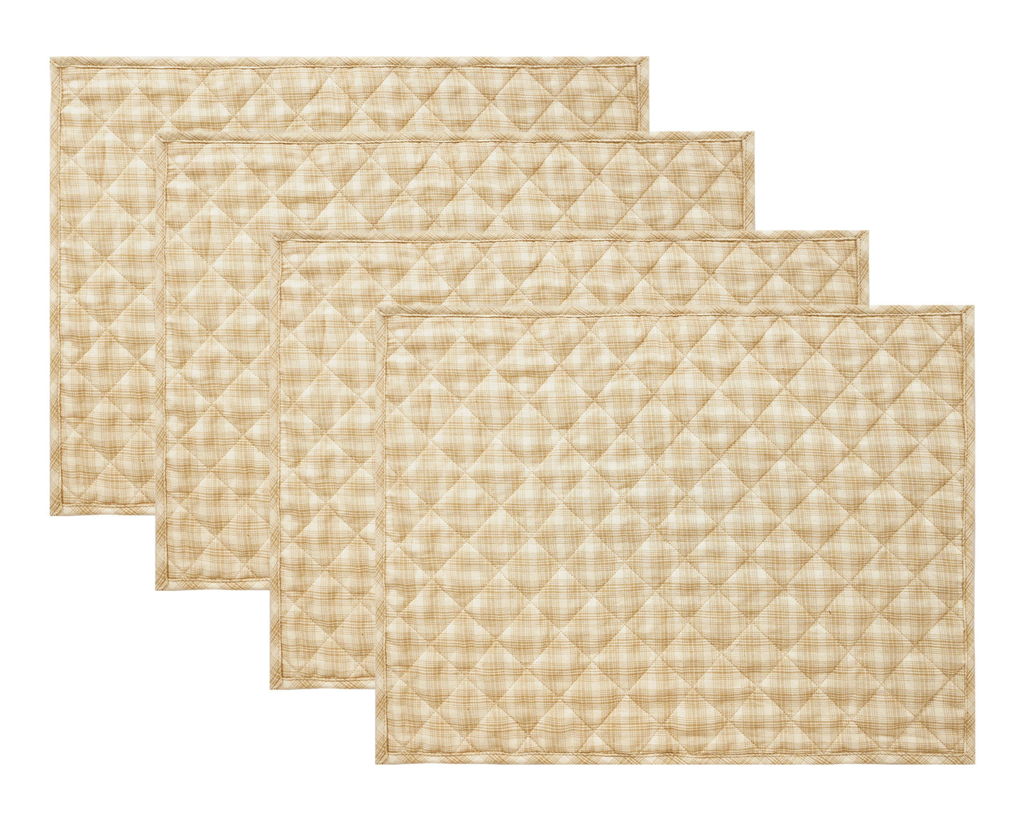 Quilted PLACEMAT holiday beige Country Plaid 14"X19" by HOME HEART Brands/Table mat(5942)