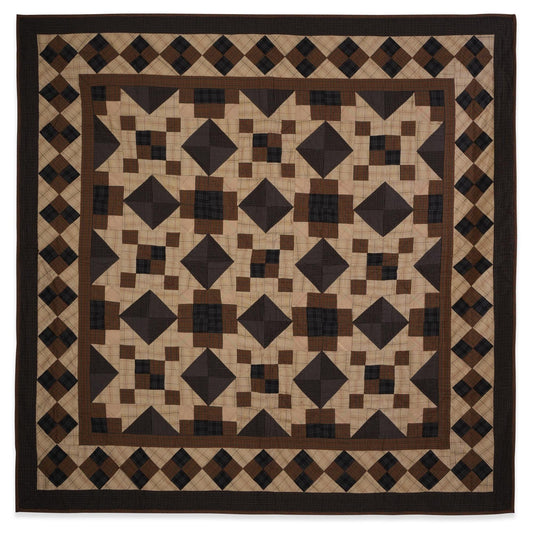 Hand made calico plaid country North Star 44"x44" Cotton Hand Quilted patchwork Wall hanging & Toppers, baby quilt by HOME HEART Brands