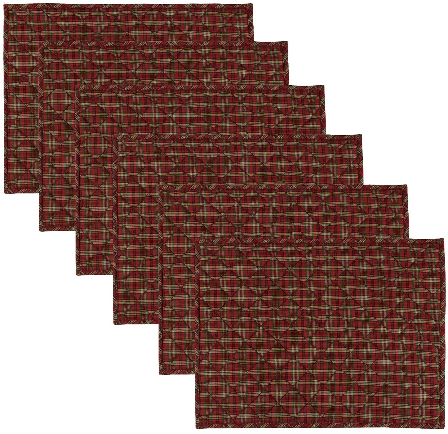 Quilted PLACEMAT cranberry red Country Plaid 14"X19" by HOME HEART Brands/Tablemat