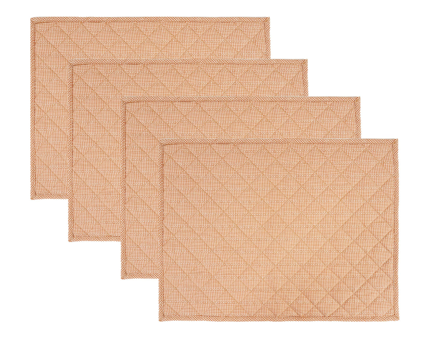 Quilted PLACEMAT Ginger bread light brown Plaid 14"X19" by HOME HEART Brands/Table mat(5927)