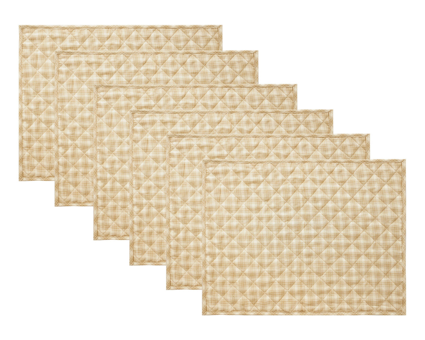 Quilted PLACEMAT holiday beige Country Plaid 14"X19" by HOME HEART Brands/Table mat(5942)