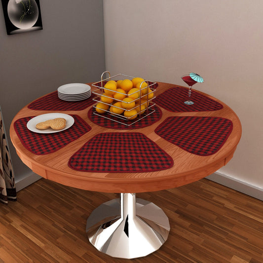 Wedge quilted placemat ,Trivet, pot holder, table mat Farm house Buffalo plaid cotton dark red black reversible by HOME HEART Brands(India)
