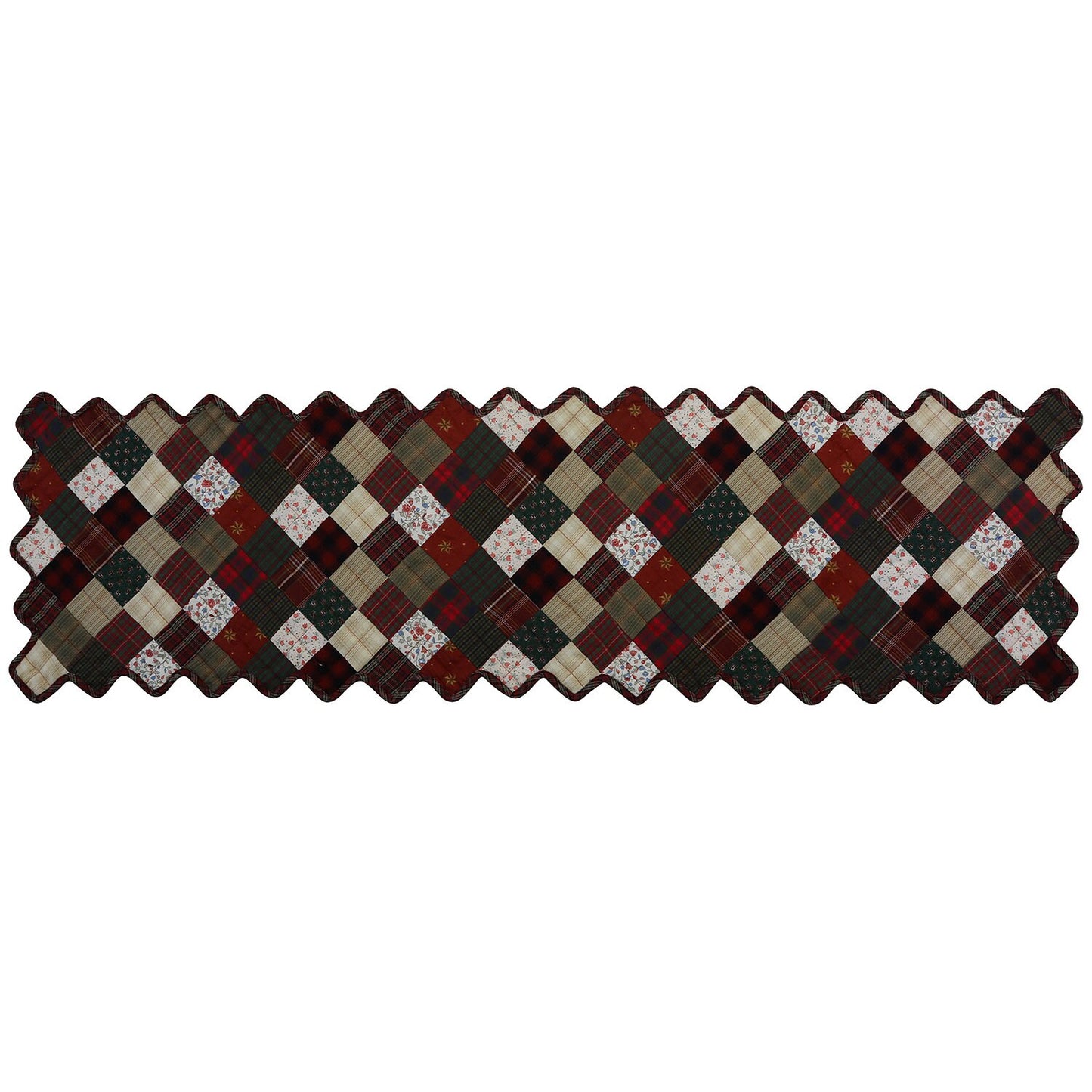 Quilted Table Runner & Toppers patchwork Mix plaid, print Country  by HOME HEART Brands (Made in India)