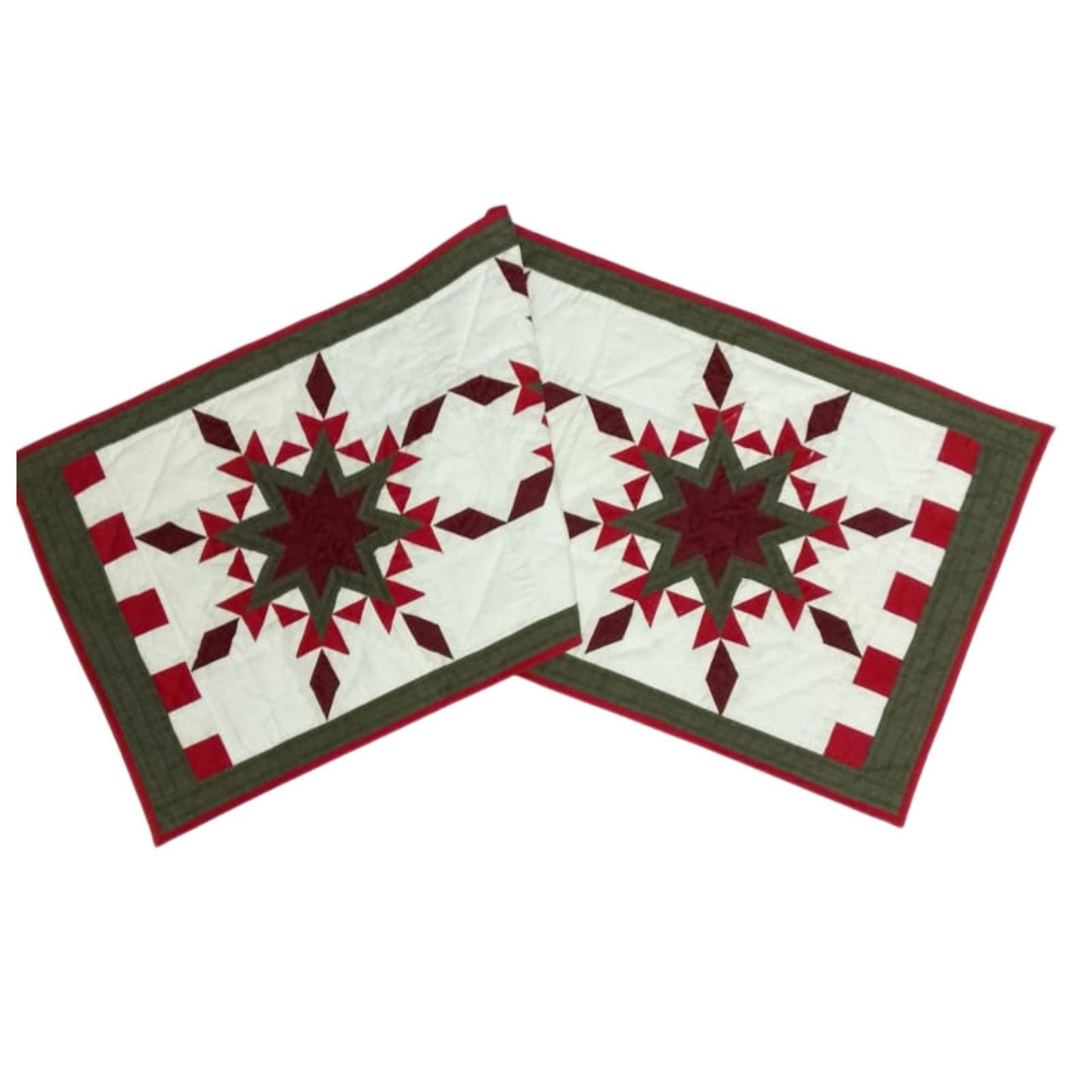 Table runner hand quilted, patchwork, Table Toppers Calico Country Feathered star Patchwork Table runner by HOME HEART Brands(made in INDIA)