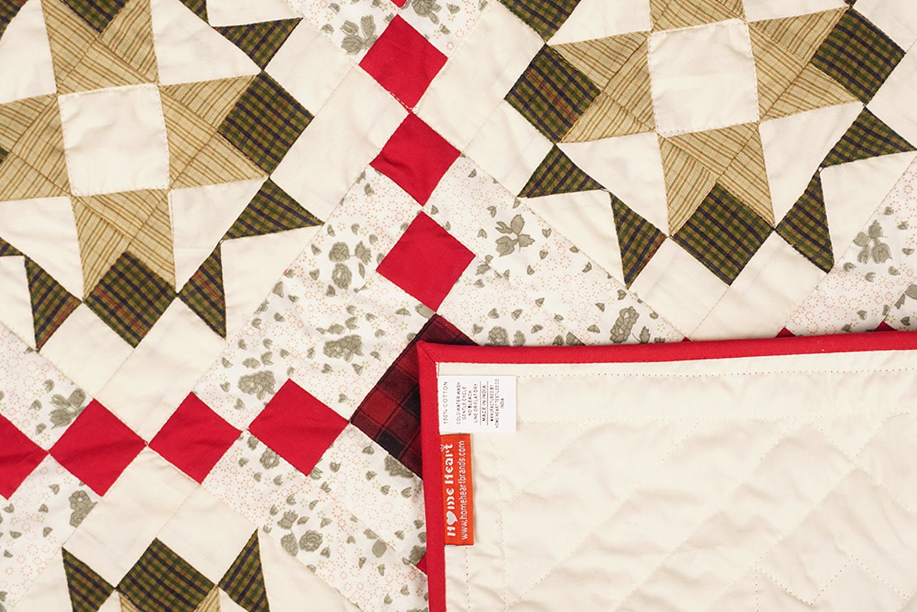 Table runner, small quilt,Wallhanging Table Toppers multi prints Twinkle star patchwork with sew pocket by HOME HEART Brands(Made in India)