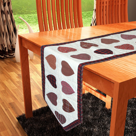 Valentine's Day quilted patchwork Table Runners & Toppers Hearts multi calico plaid and print fabric by HOME HEART Brands( Made in India)