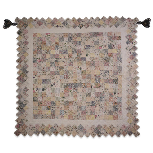 Hand made hand quilted calico cotton floral country square  50"x50" patchwork Wall hanging & Toppers, baby Easter quilt by HOME HEART Brands