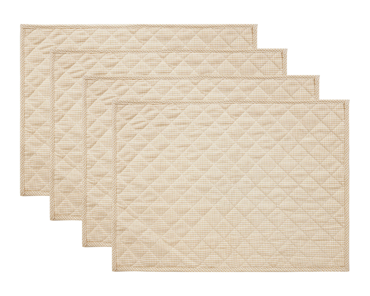 Quilted PLACEMAT ivory gingham Country Plaid 14"X19" by HOME HEART Brands/Table mat(5944)
