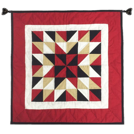 Hand made Hand quilted Wall hanging Quilt, small quilt, Table Topper 19"x19" Broken star calico fabric by Home Heart brands (Made in India)