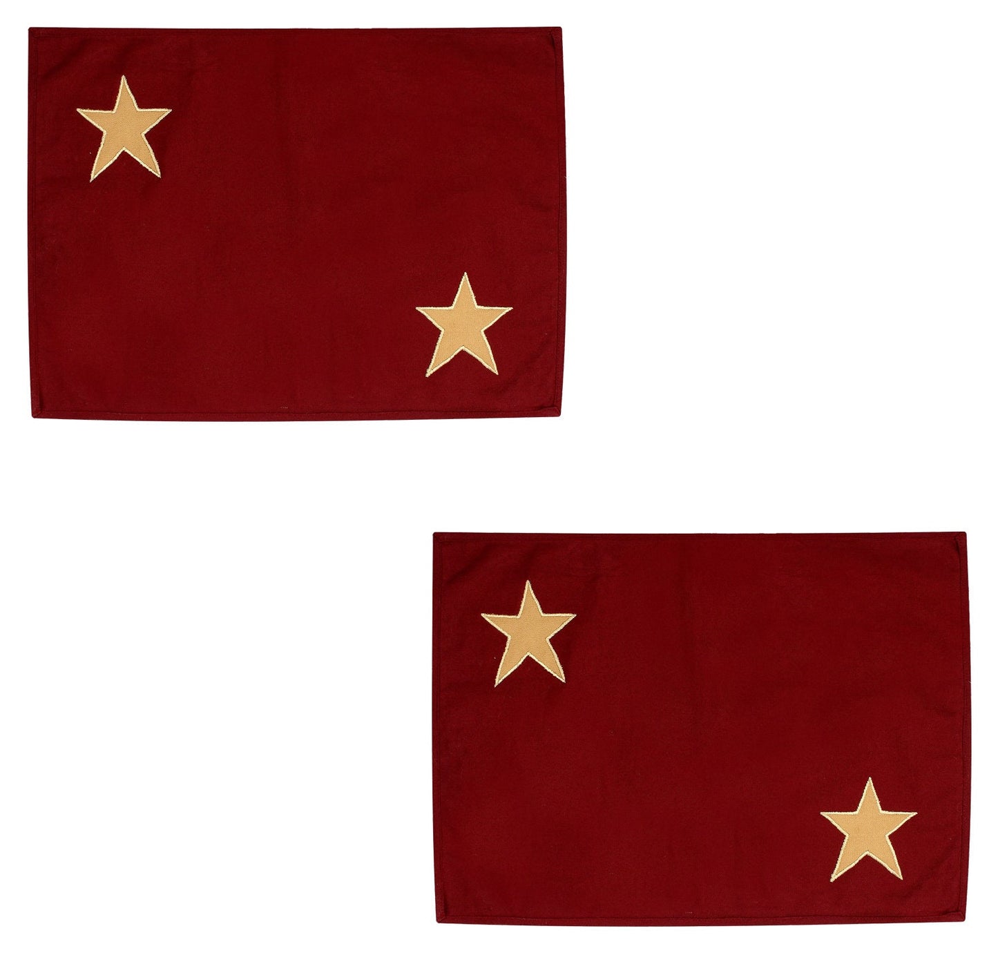 Cotton placemat & Toppers Premium tapestry cotton fabric dark red with beige star applique embroidered by Home Heart Brands(Made in India)