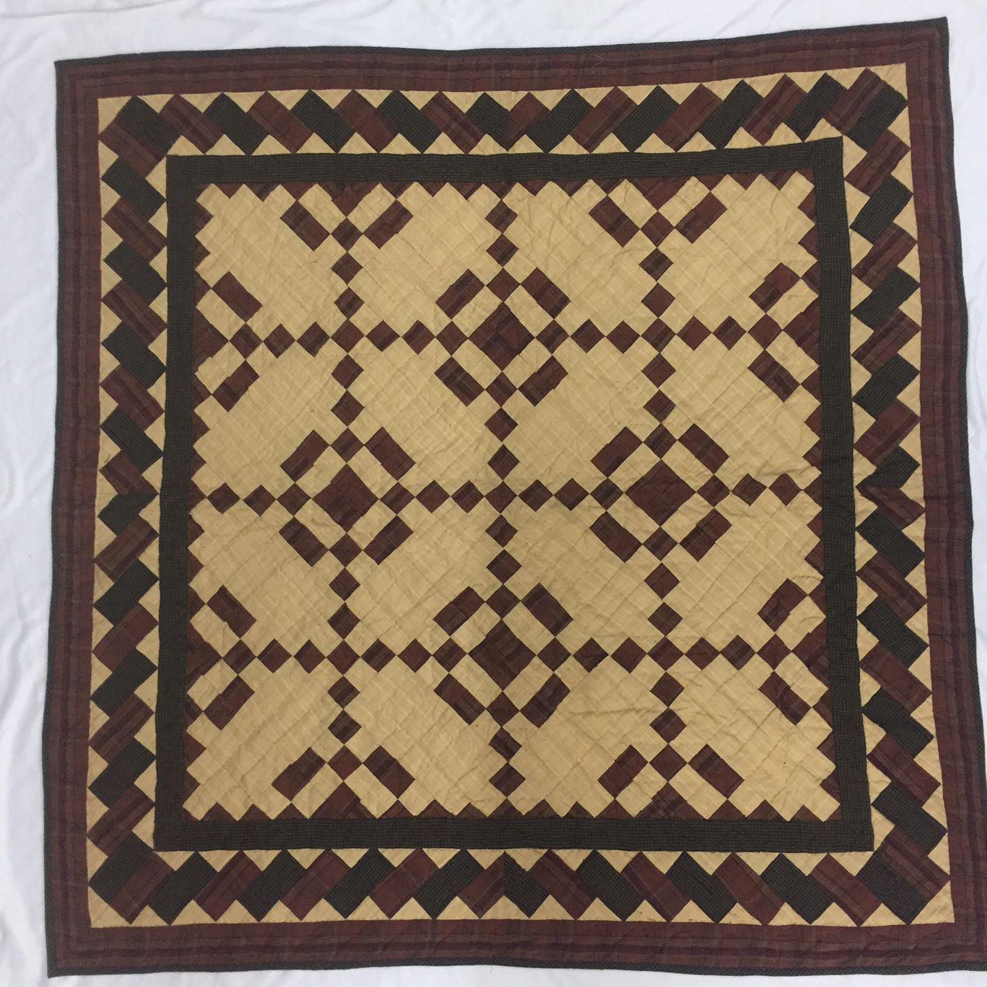 Hand made Hand quilted Throw Quilt, Table Toppers 44"x44" Nine patch square patchwork Cotton quilt by Home Heart brands (Made in India)