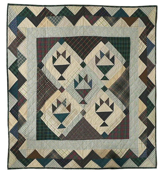 Throw Quilt, wall hanging ,Table Toppers & quilt 44"x44" Flower basket patchwork Hand Quilted Cotton by Home Heart brands (Made in India)