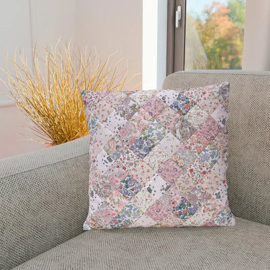 Quilted patchwork pillow cover, cushion cover, decorative throw pillow, pillow Calico Country Floral by HOME HEART Brands(made in India)