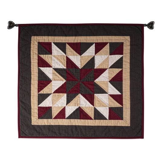 Hand made Hand quilted Throw Quilt, Table Topper 20"x20" Broken star blue plaid quilt by Home Heart brands (Made in India)