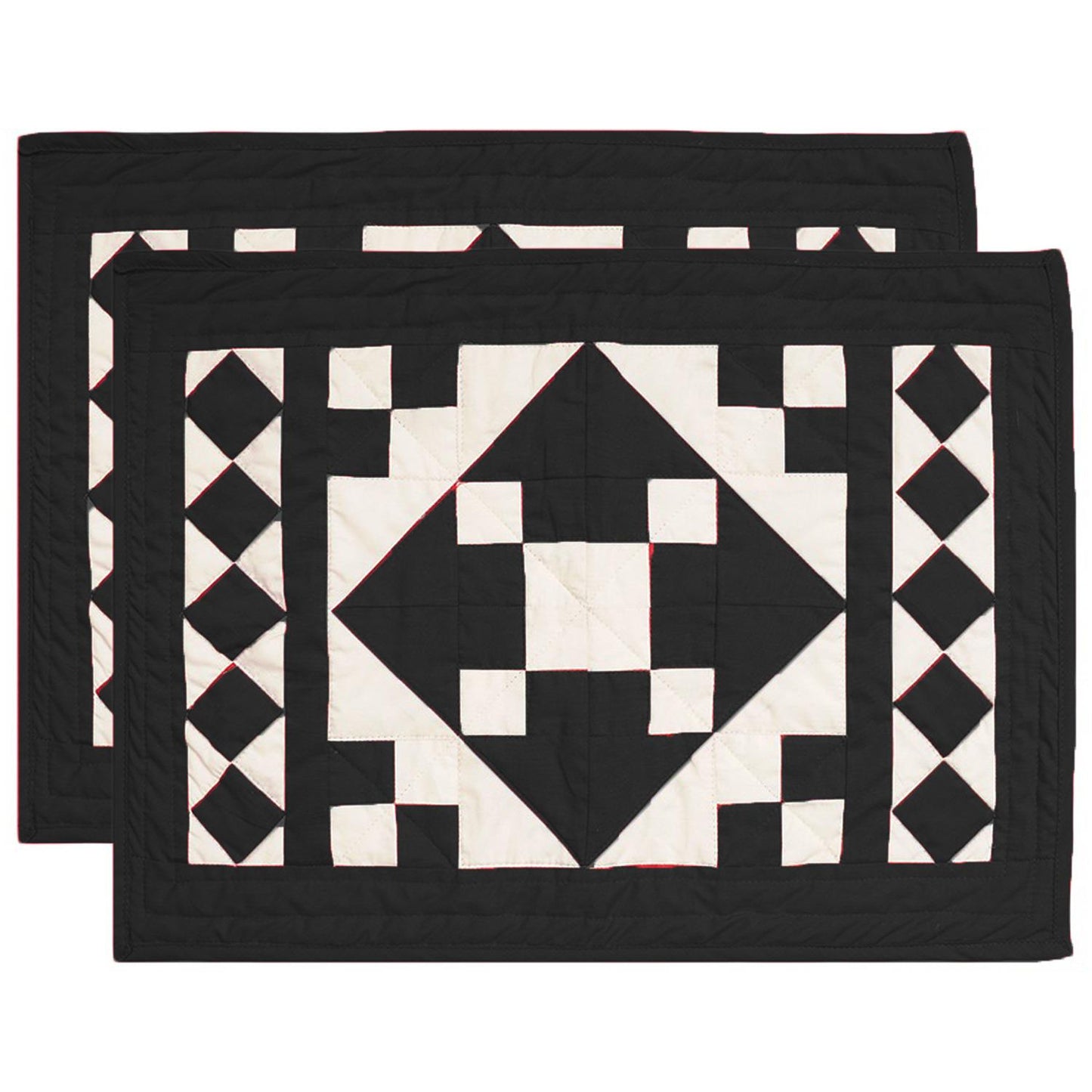 Quilted placemats / Tablemat patchwork Country Black diamond square table top by HOME HEART Brands(Made in India)