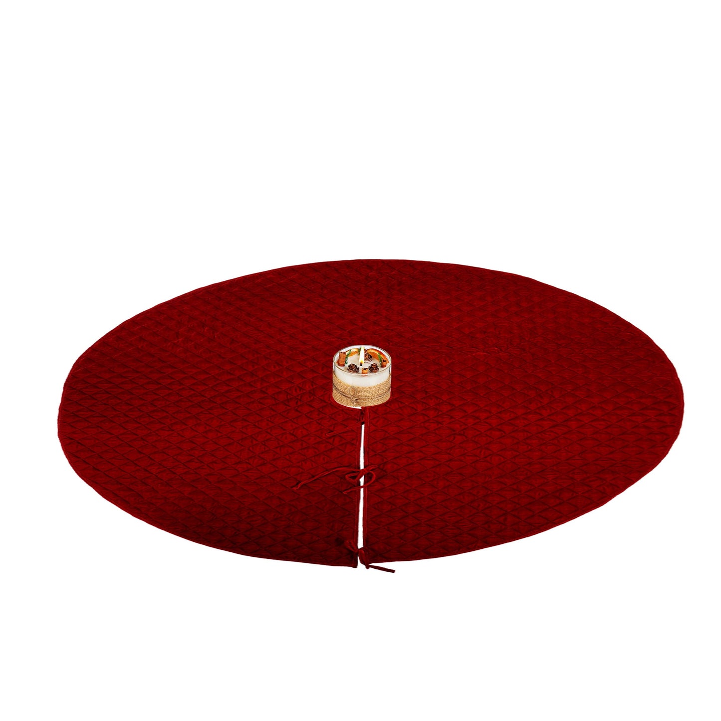 Christmas tree skirt classic burgundy dark red micro Velvet Quilted Thick Double Layer by HOME HEART Brands