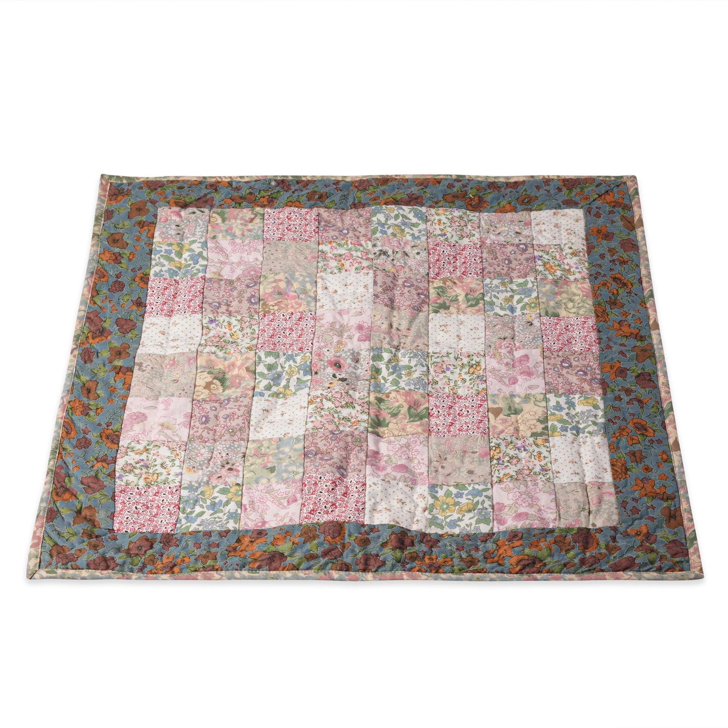 Hand made Hand quilted Throw Quilt, Table Topper 20"x20" calico floral quilt by Home Heart brands (Made in India)
