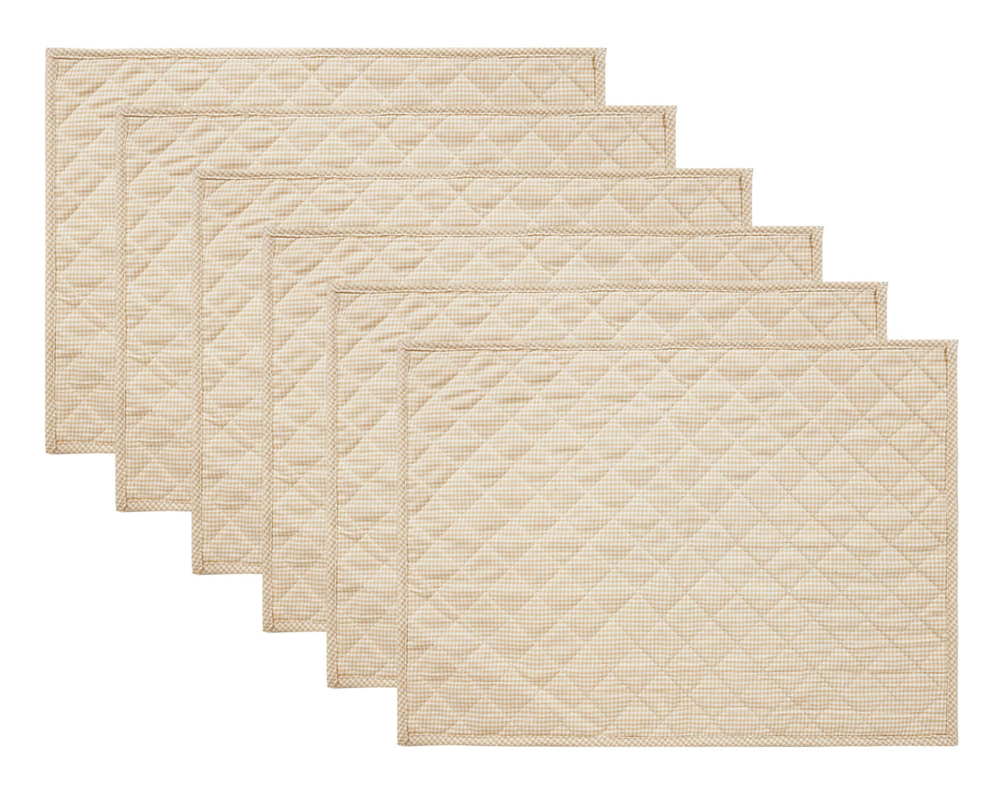Quilted PLACEMAT ivory gingham Country Plaid 14"X19" by HOME HEART Brands/Table mat(5944)