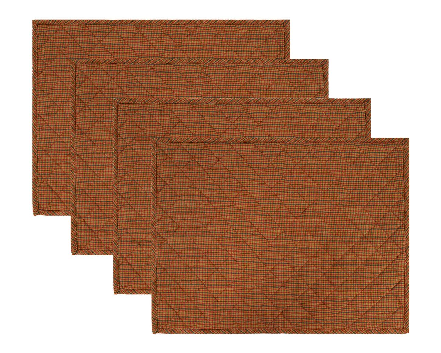 Quilted PLACEMAT Country Cabin brown Plaid 14"X19" by HOME HEART Brands/Table mat(5924)