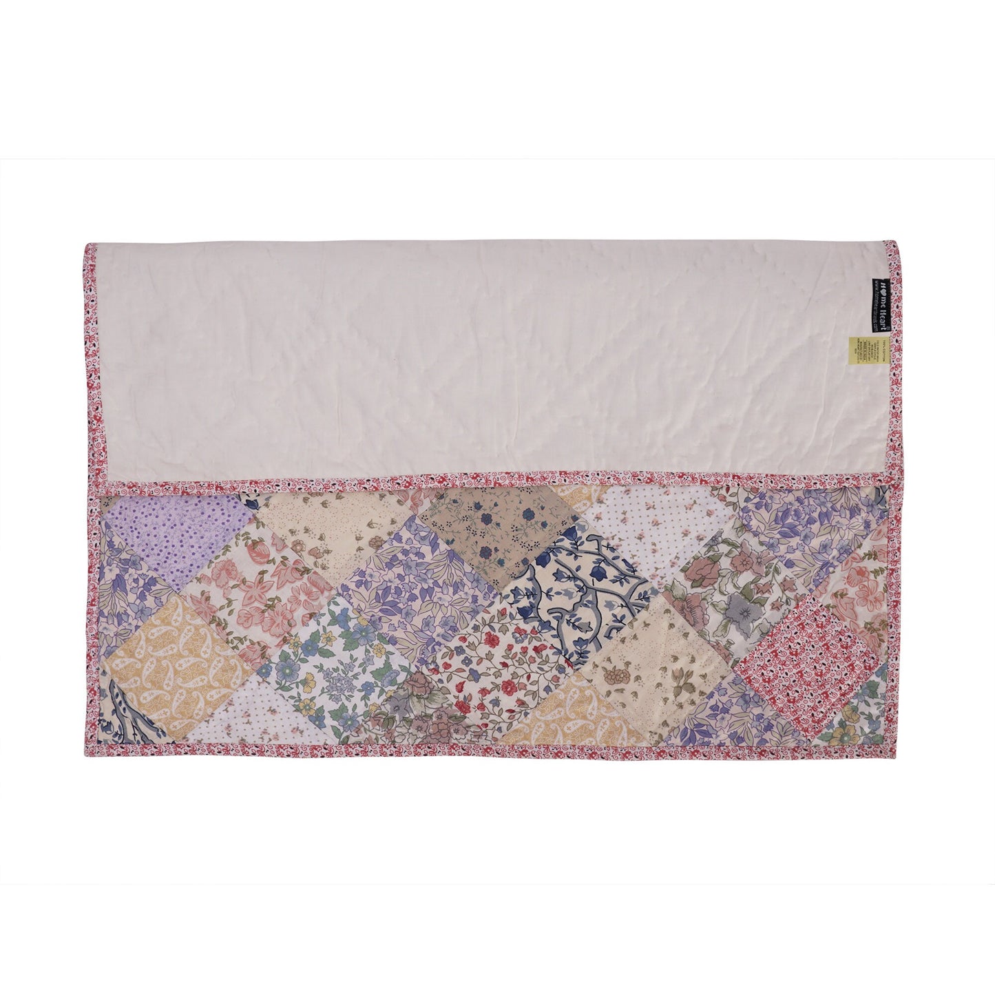 Hand Quilted table topper, square mat runner, patchwork , small quilt, Calico floral prints sew pocket by HOME HEART Brands(Made in India)
