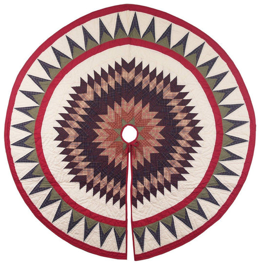 Christmas tree skirt Table top tree skirt Lone Star calico plaid hand quilted patchwork Heirloom Quality by HOME HEART Brands(Made in India)