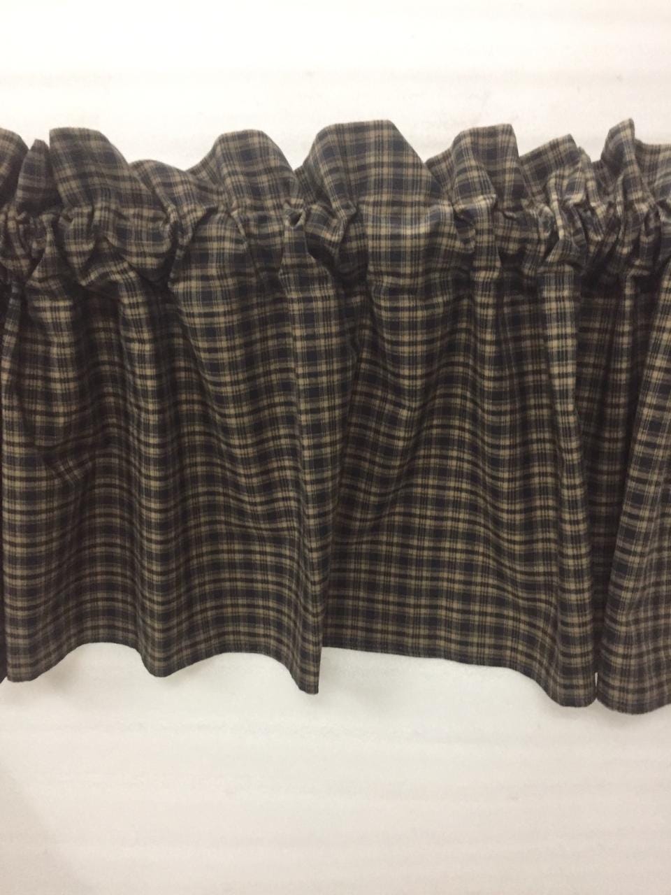 Plaid check valance panel Primitive Country black & beige Window Treatment Panels Check valance by HOME HEART Brands (Made in India)