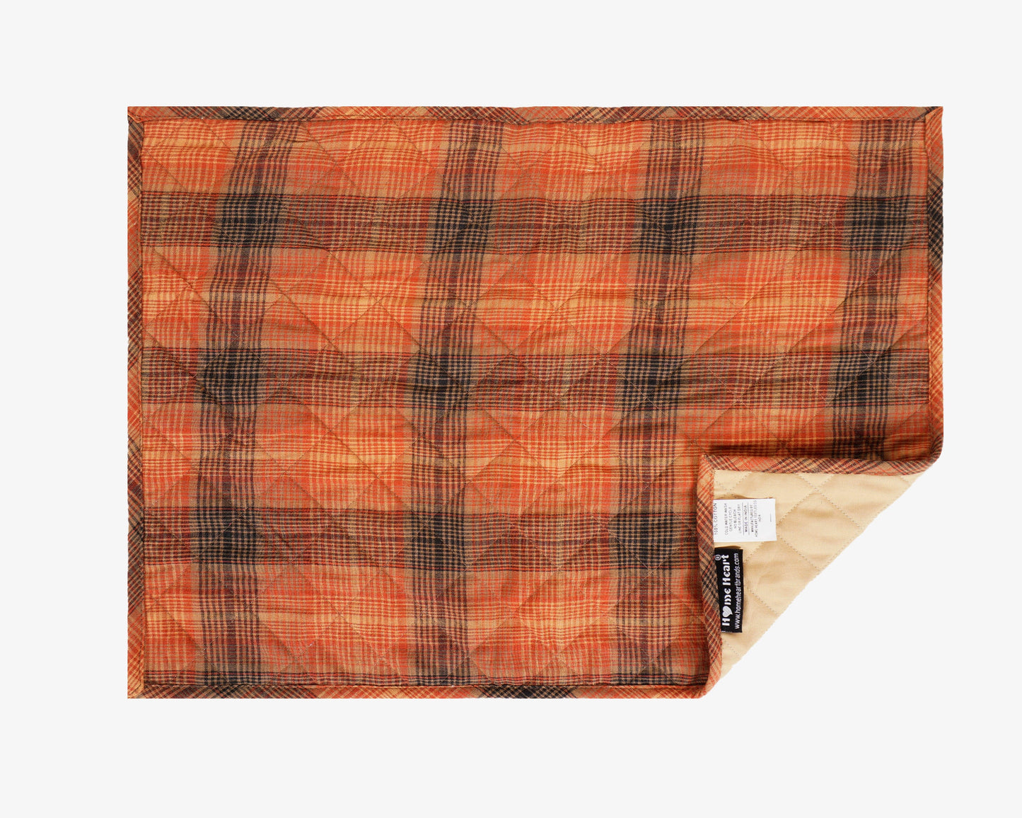 Quilted PLACEMAT Autumn color Country Plaid 14"X19" by HOME HEART Brands/Table mat(5933)