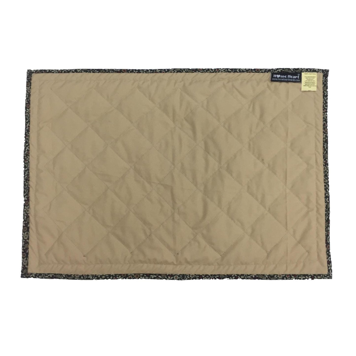 quilted placemats tablemats patchwork Flower Garden, Green white Calico multi floral print 14"X19" by HOME HEART Brands (Made in India)