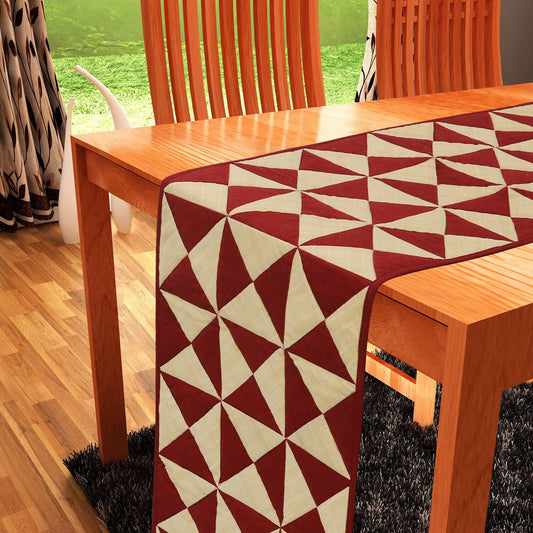 Quilted Table Runner & Toppers patchwork country Kaleidoscope Burgundy Khaki by HOME HEART Brands(Made in India)