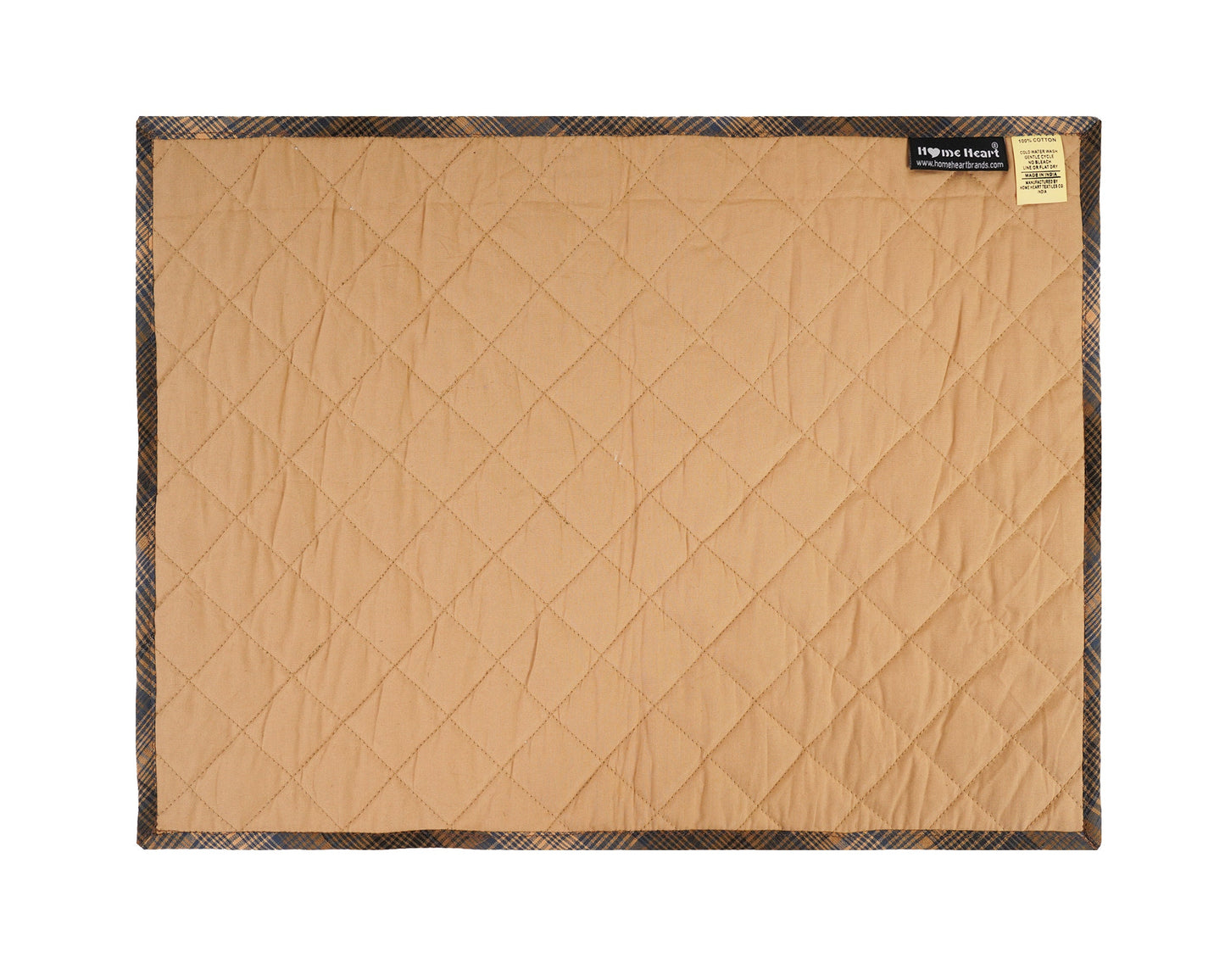 Quilted PLACEMAT Blue Beige Country Plaid 14"X19" by HOME HEART Brands/Tablemat