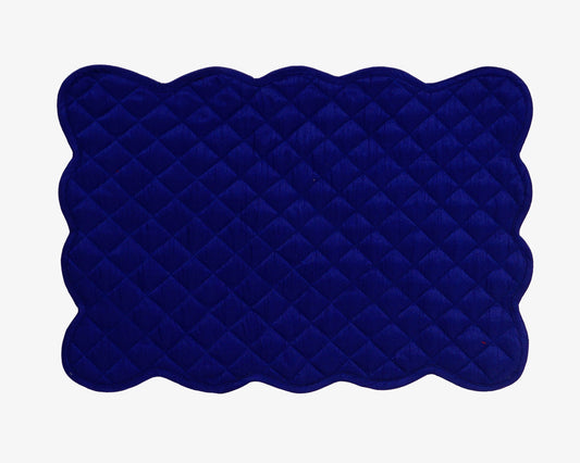 Dupioni Silk royal blue reversible Quilted Table runner, Trivet, placemat  & Table toppers quilt design by HOME HEART Brands