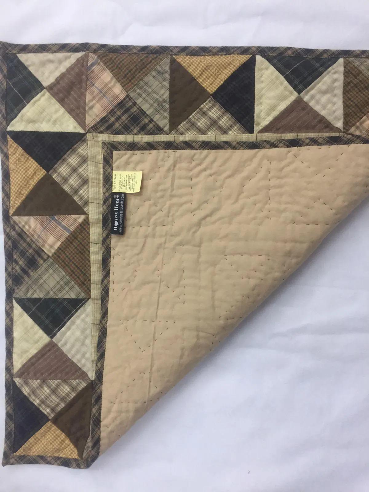 Throw Quilt, Wall hanging ,Table Toppers & baby quilt kaleidoscope country Hand Quilted cotton quilt by Home Heart brands (Made in India)