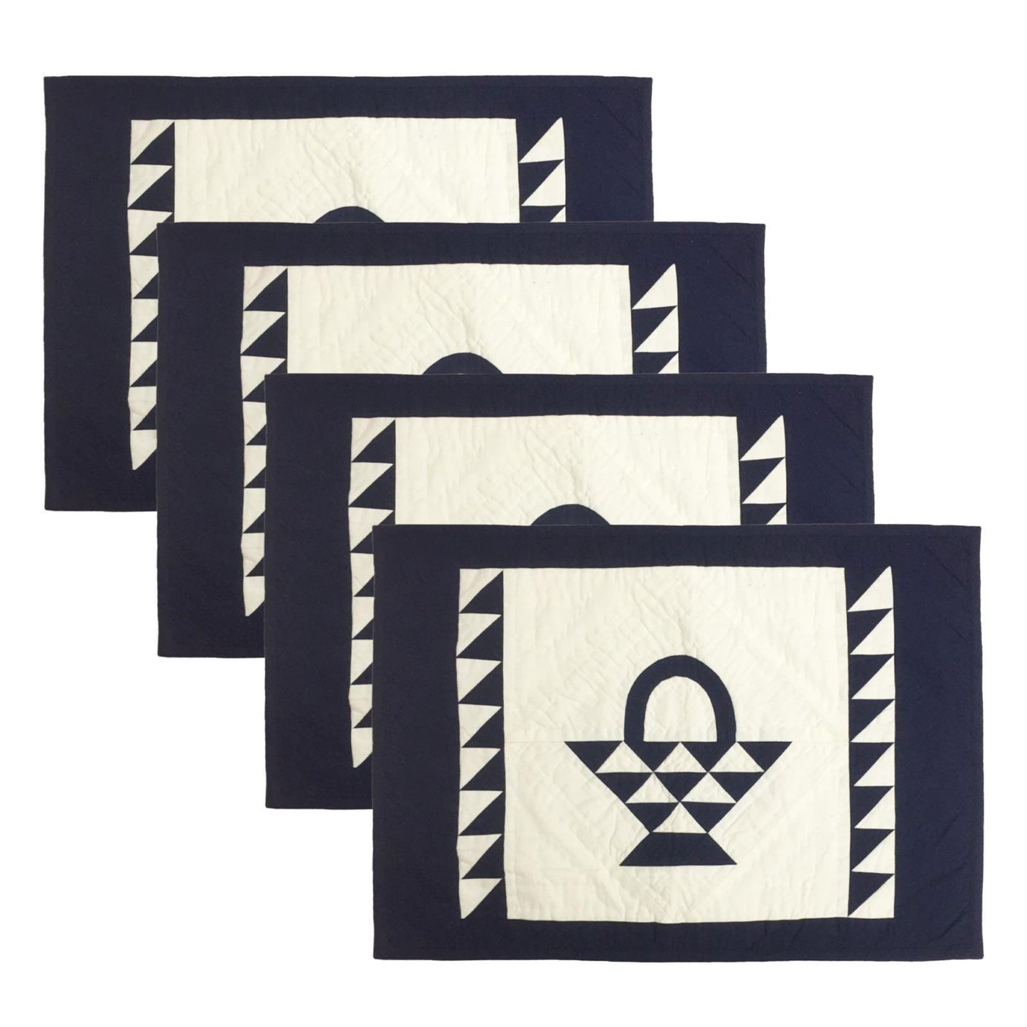 Hand made hand quilted crafted placemats, tablemats, table topper,  patchwork Calico Basket 14"X19" by HOME HEART Brands (Made in India)