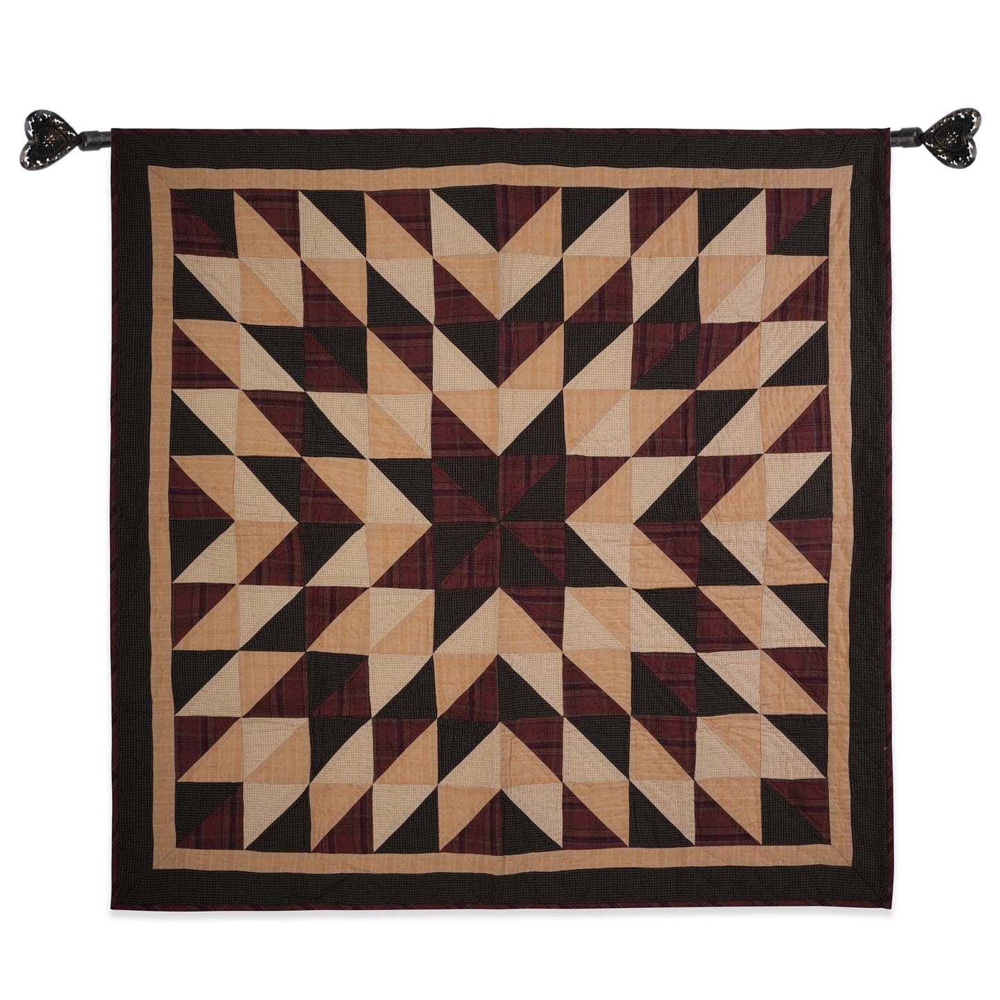 Hand made Hand quilted Throw Quilt, Table Toppers 44"x44" primitive Broken star patchwork Cotton quilt by Home Heart brands (Made in India)