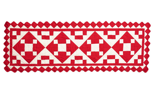 Valentine day Quilted Table Runners & Toppers patchwork red diamond square calico fabric by HOME HEART Brands (Made in India)