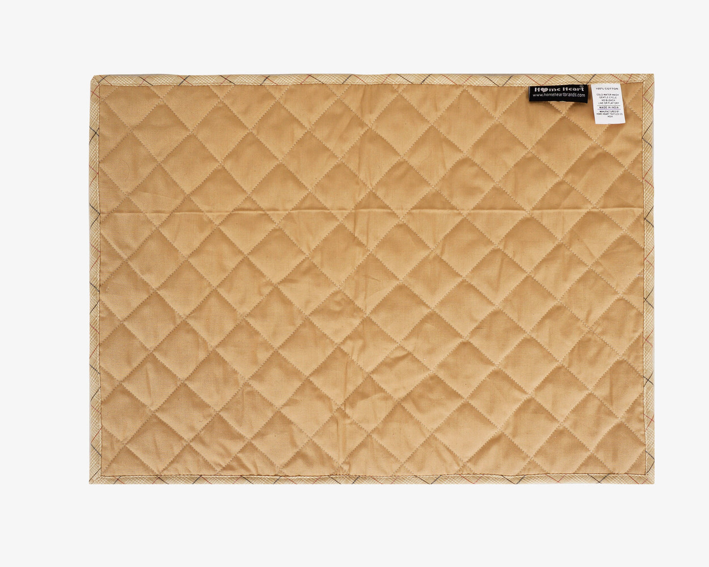 Quilted PLACEMAT & Table toppers Table mat black star embroidered beige Country Plaid 14"X19" by HOME HEART Brands(Made in India)