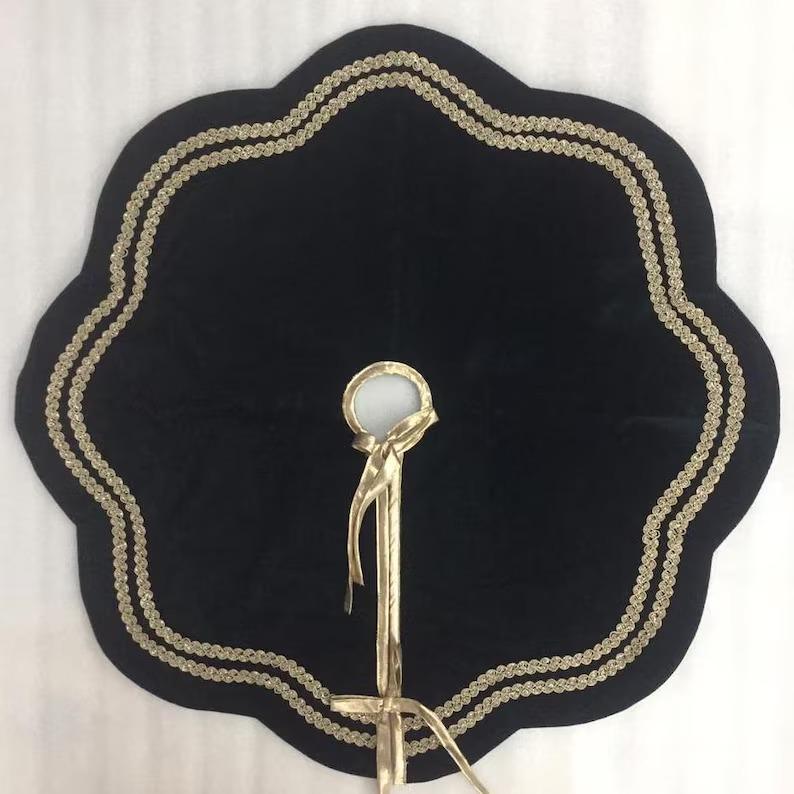 Christmas tree skirt Luxurious bottle green velvet with gold double Layer Heirloom Quality by HOME HEART Brands(Made in India)